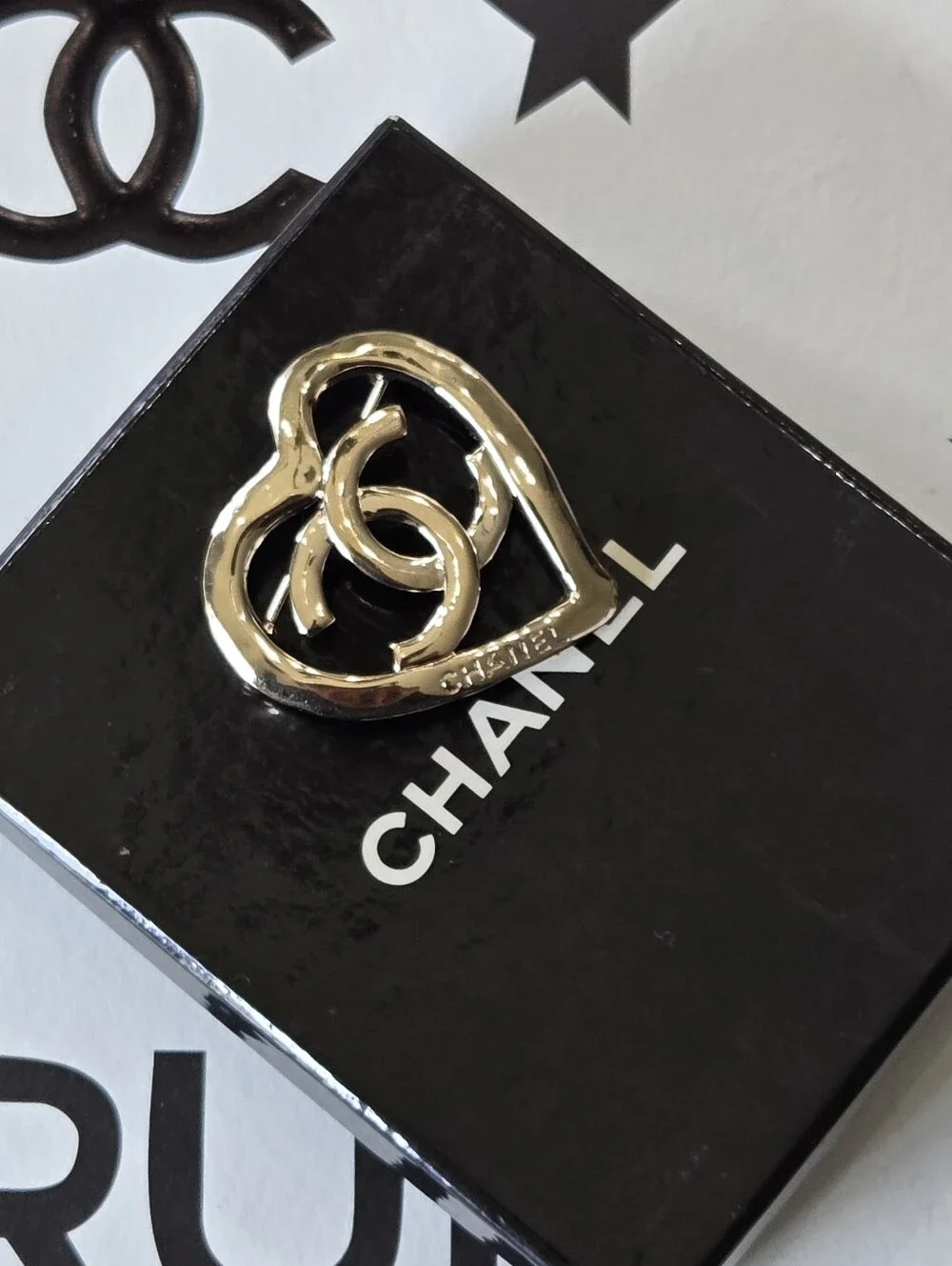 #155 - Chanel CC Heart Brooch - Authentic